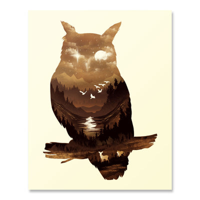 Owl Landscape Print