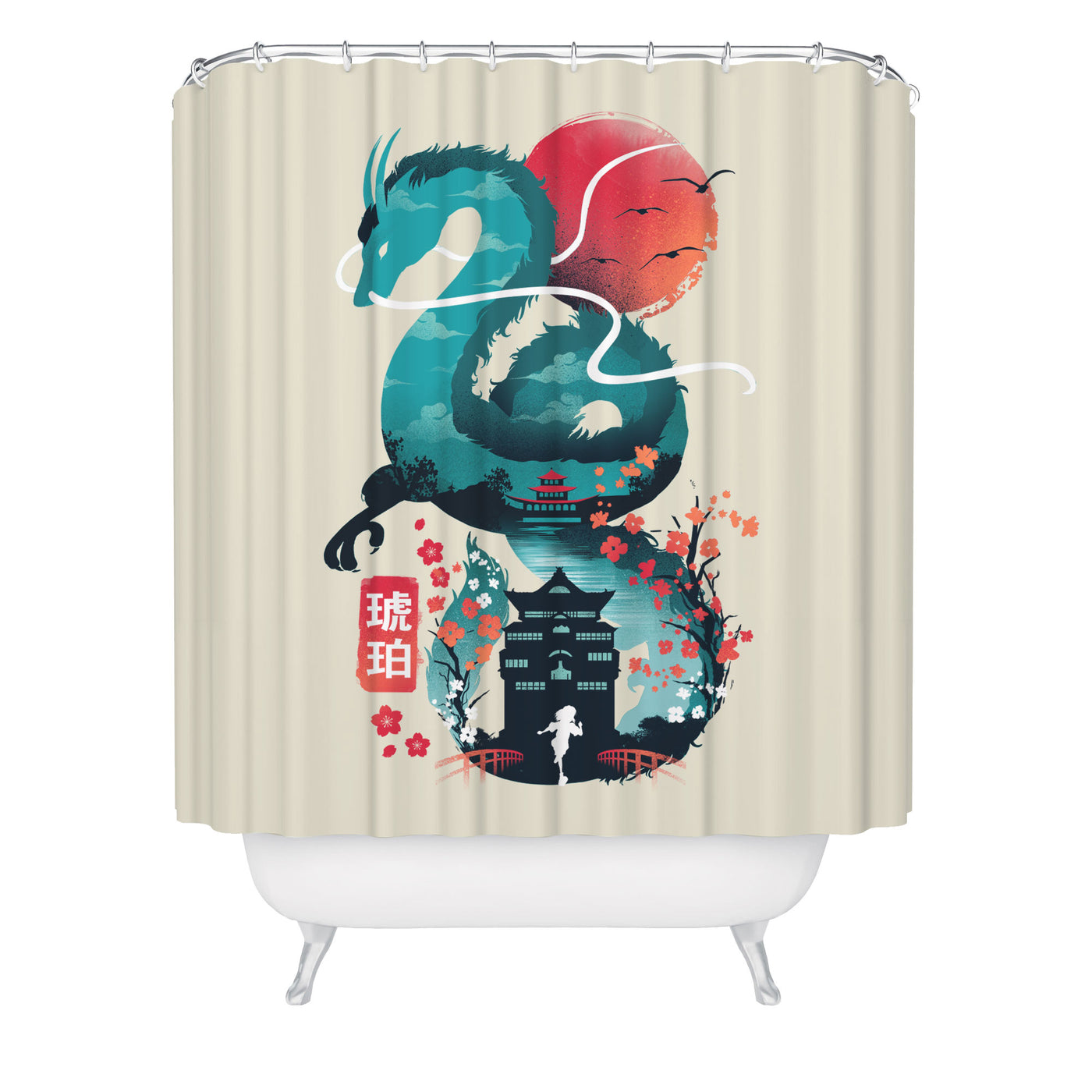 Ukiyo-E Dragon Shower Curtain