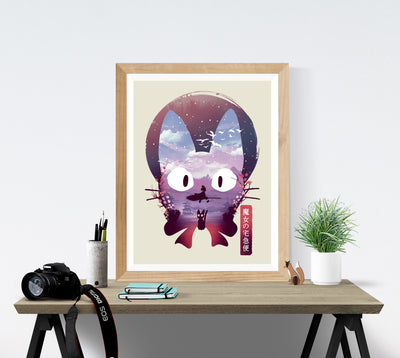 Ukiyo-e Black Cat Print