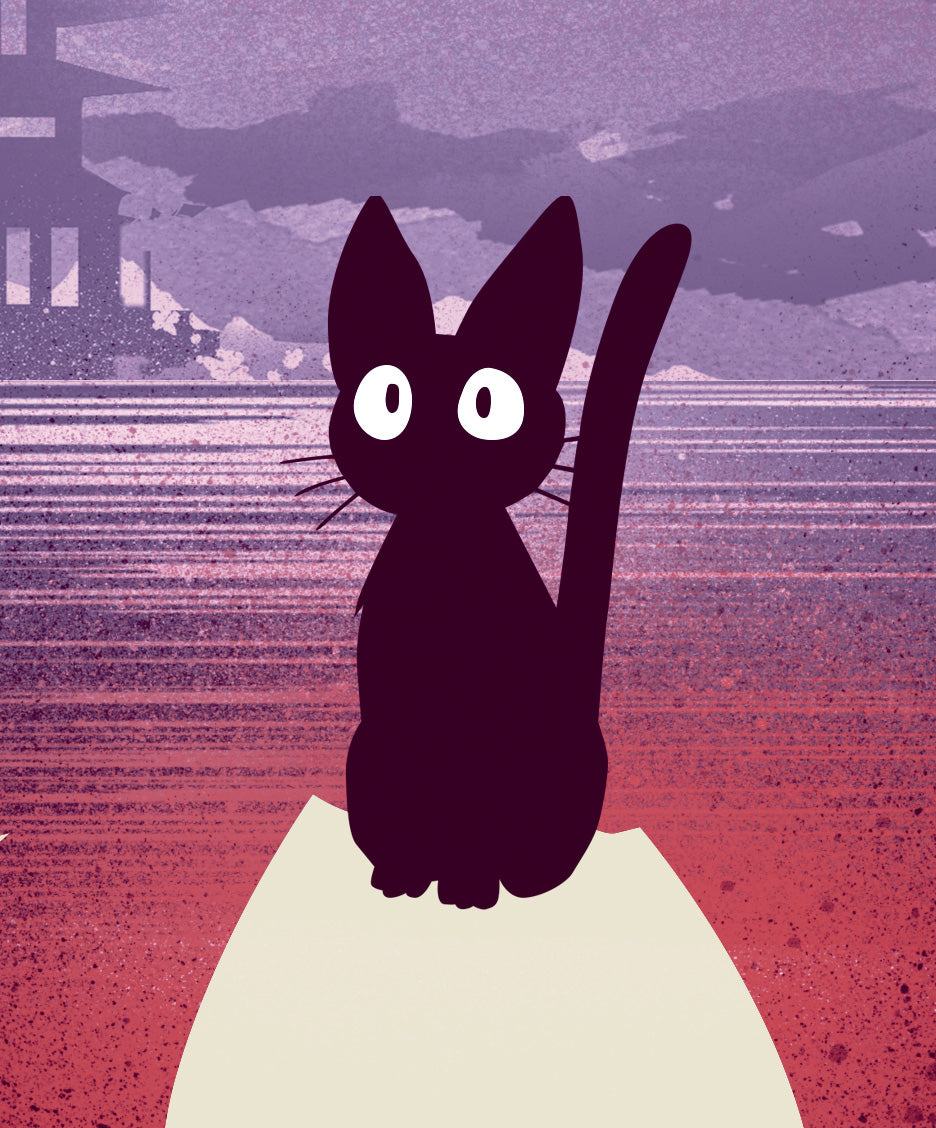 Ukiyo-e Black Cat Print
