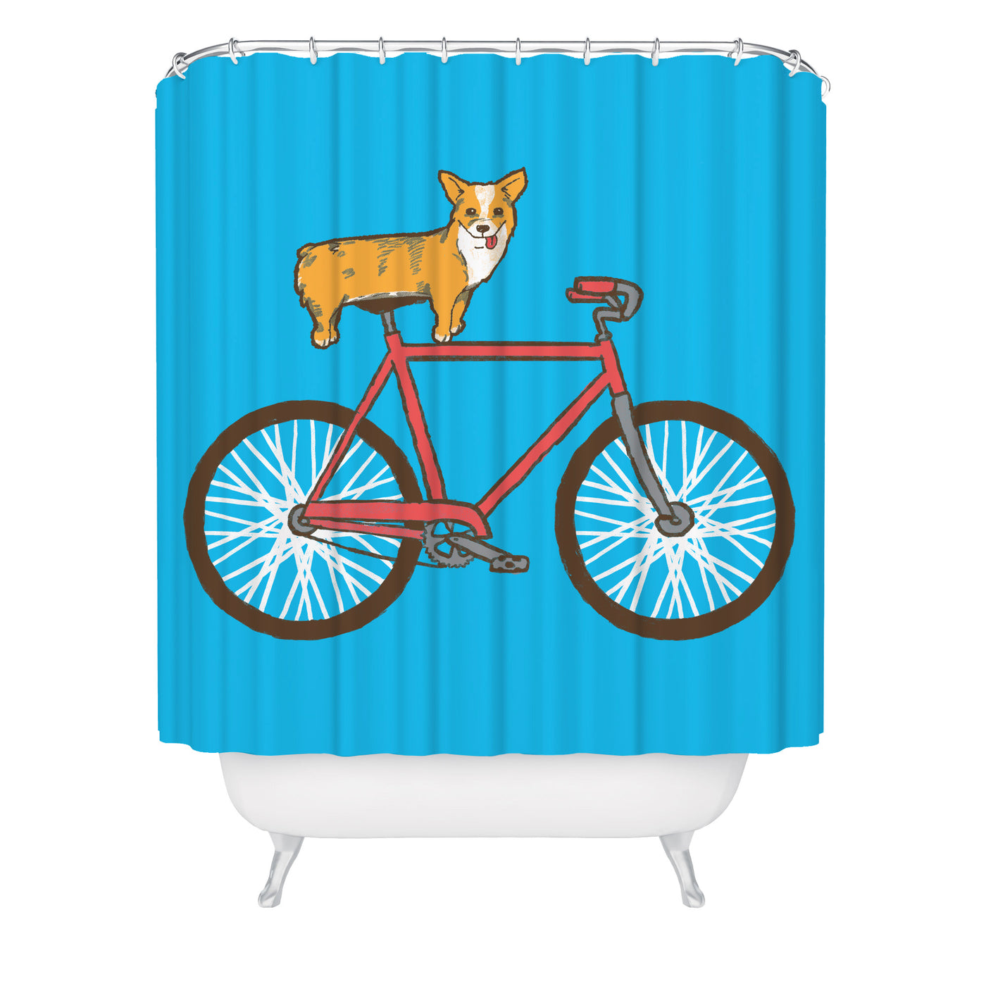 Corgi on a Bike Shower Curtain