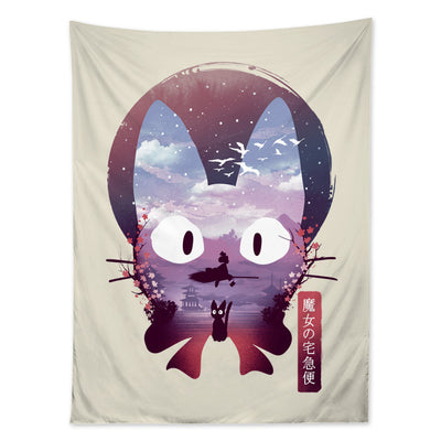 Ukiyo Black Cat Tapestry