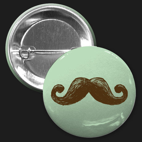 Mustache Button (Green) – Fuzzy Ink